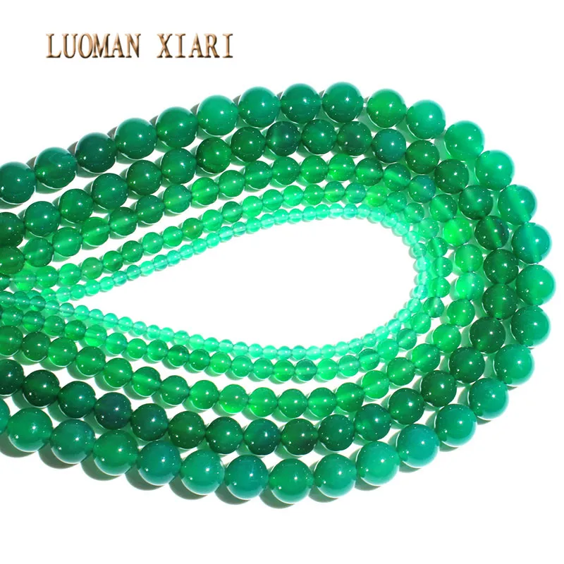 Бусины из драгоценных камней натуральные круглые бусины AAA + зеленого агата