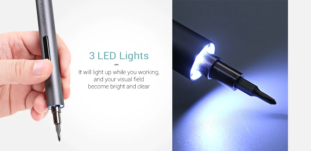 WOWSTICK прецизионные отвертки биты инструментарий Аккумуляторная Беспроводная мощность отвертка комплект для ремонта работы литиевая батарея