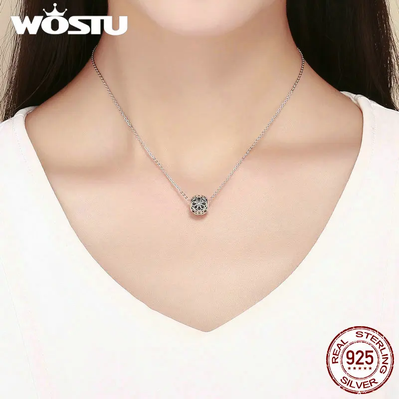 Женский винтажный браслет WOSTU из серебра 925 пробы с цветами и ажурными бусинами