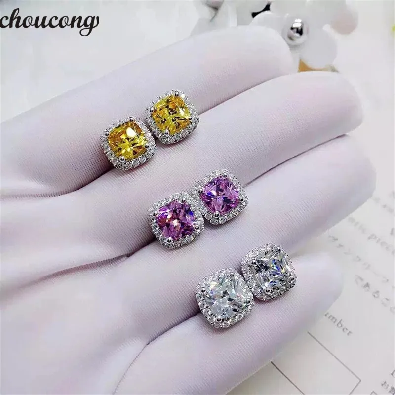 Серьги гвоздики choucong из стерлингового серебра 2018 пробы с цирконом класса аааааа
