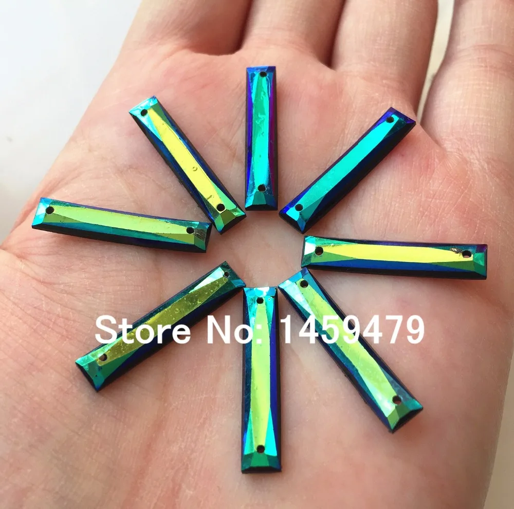 2 отверстия Свободные Стразы Акриловые прямоугольник глубокий синий АВ Цвет 50 шт