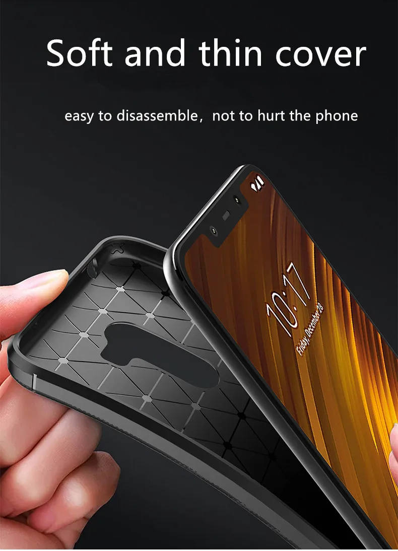 For Xiaomi PocoPhone F1 Case Cover Luxury Shockproof Carbon High Quality Soft TPU Silicone Back Funda | Мобильные телефоны и