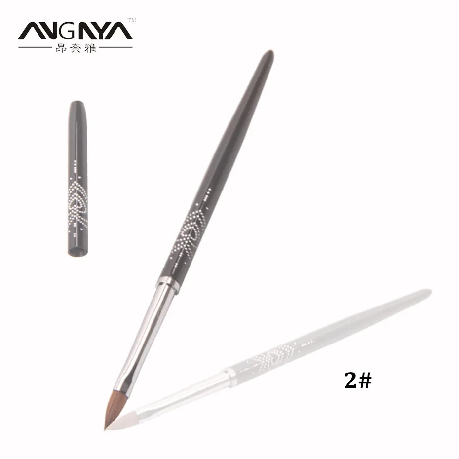 

ANGNYA 10Pcs/lot Kolinsky Sable Acrylic Nail Art Brush UV Gel Carving Pen Gel Builder 2#4#6#8# Black Metal Hand DIY Nail Tools