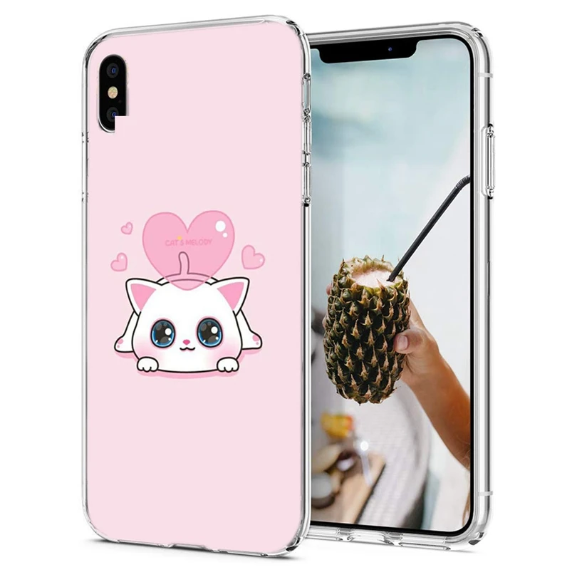 Роскошный чехол из ТПУ для iPhone 7 8 Plus 6 S мягкий с изображением кота мультяшного