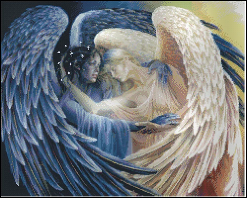 Набор для вышивки крестом люди ангельские любви 14 карат без печати