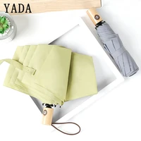 yada retro wood handle design automatic umbrella fold rain umbrellas for women rainproof uv protection parasol umbrella yd099