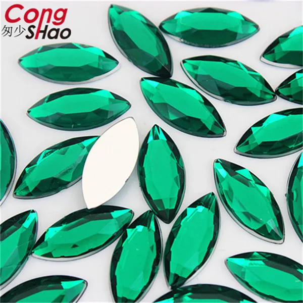 Deep Green Cong Shao 200 шт 9*20 мм в форме маркизы Акриловые стразы аппликация с камнями и кристаллами плоская задняя часть одежда ремесла украшения CS185 - Цвет: Deep Green