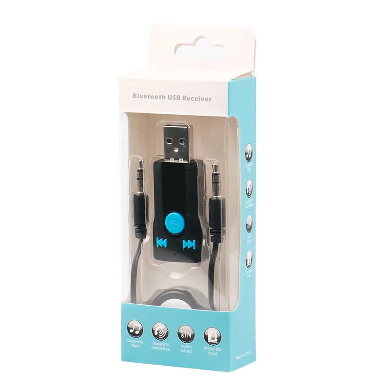 

Whole sale Bluetooth USB Receiver Stereo Music Receiver Adapter Supports Handfree Calling SD Card reader for PC 10pcs/lot