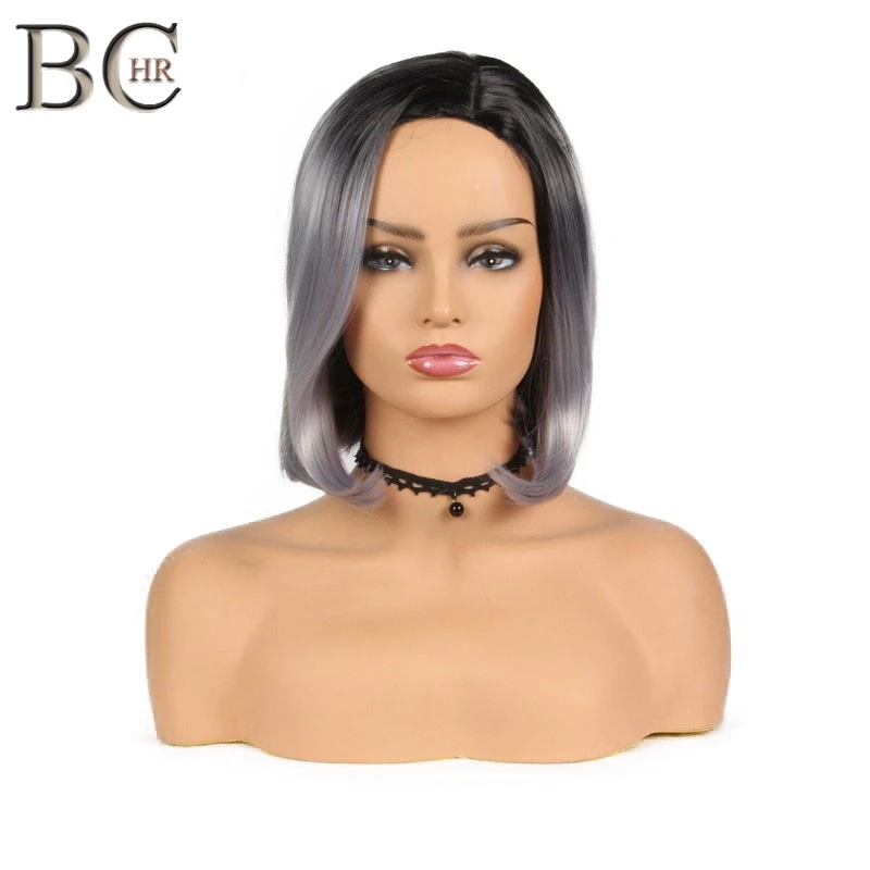 Парики BCHR Bob короткие прямые волосы для черных женщин Ombre блонд/серый