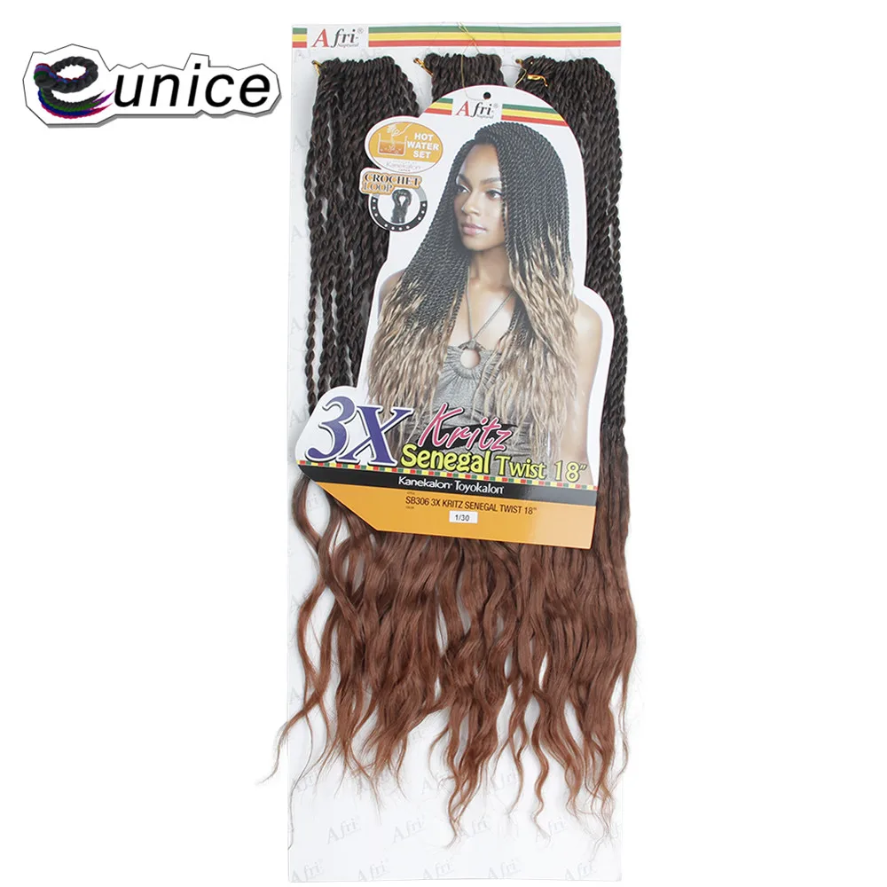 

Eunice вязание крючком петля африканские 3X вьющиеся Сенегальские твист 18 "синтетические плетеные волосы 60 прядей блонд цвета пианино