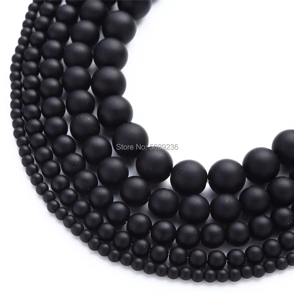 Bulk Wholesale Dull Polished Matte Black Glass Beads Natural Stone Loose Beads for Jewelry Making 4 6 8 10 12mm