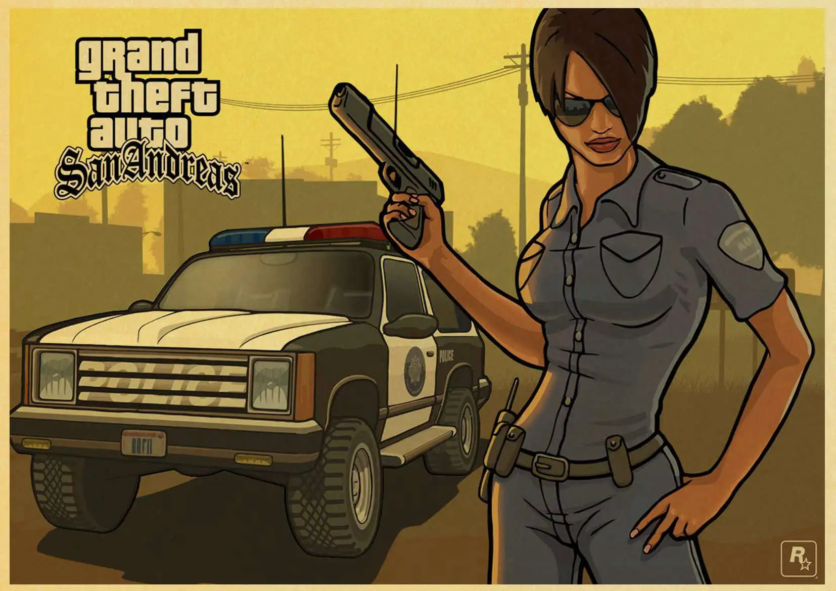 Grand Theft Auto GTA 5 игра ретро крафт-бумага плакат печатные настенные картины для гостиной винтажные декоративные наклейки на стену - Цвет: E102