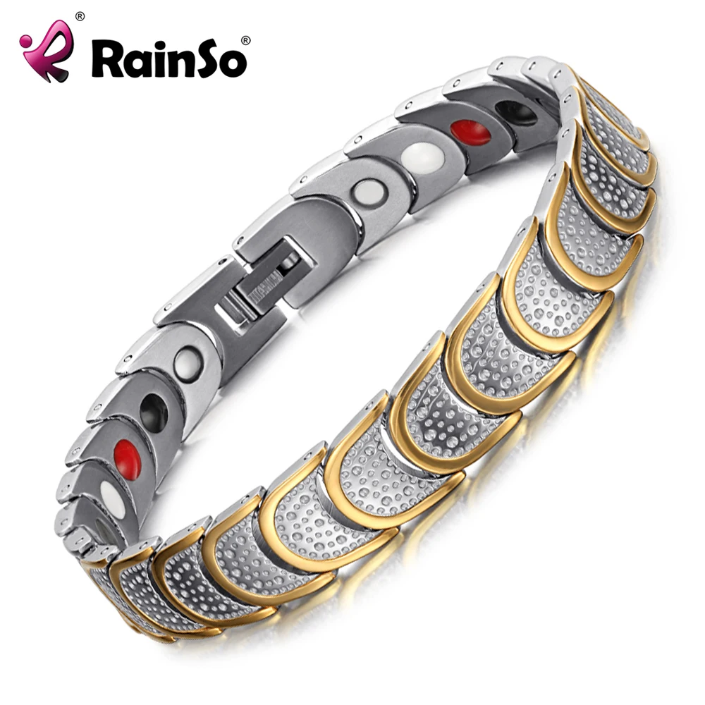 Rainso позолоченный браслет 4 Ele для мужчин ts здоровья магнитный браслеты и Титан