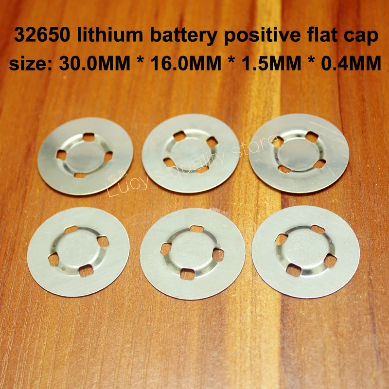 

50pcs/lot 32650 Lithium Battery Positive Spot Welded Stainless Steel Flat Cap Bright Ear