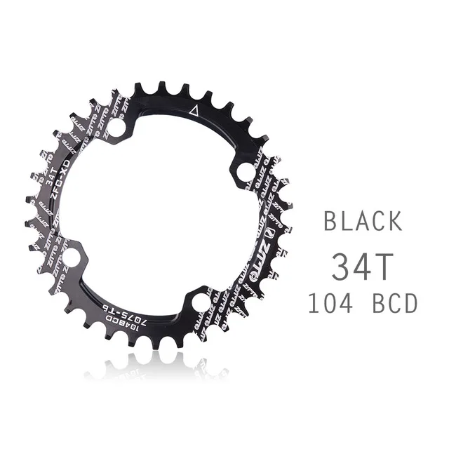 Black 34T ZTTO односкоростная 1 система узкая широкая цепь 104 BCD круглая 32T 34T 36T для MTB 11s 10s 9s 1*11 коленчатая цепь кольцо - Цвет: Black 34T