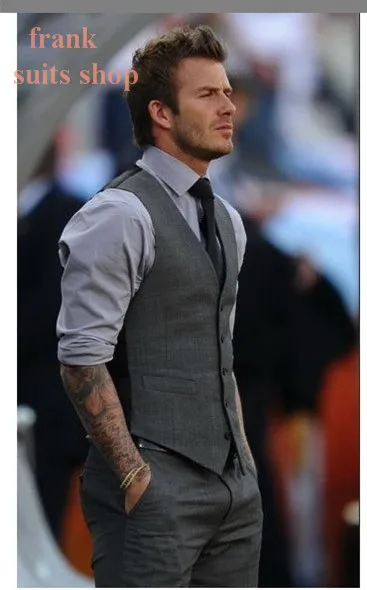 

Men Suit Vest 2017 Custom made New Brand Designer Formal Business Dress Beckham vest Slim Fit Gilet Male Sleeveless vest