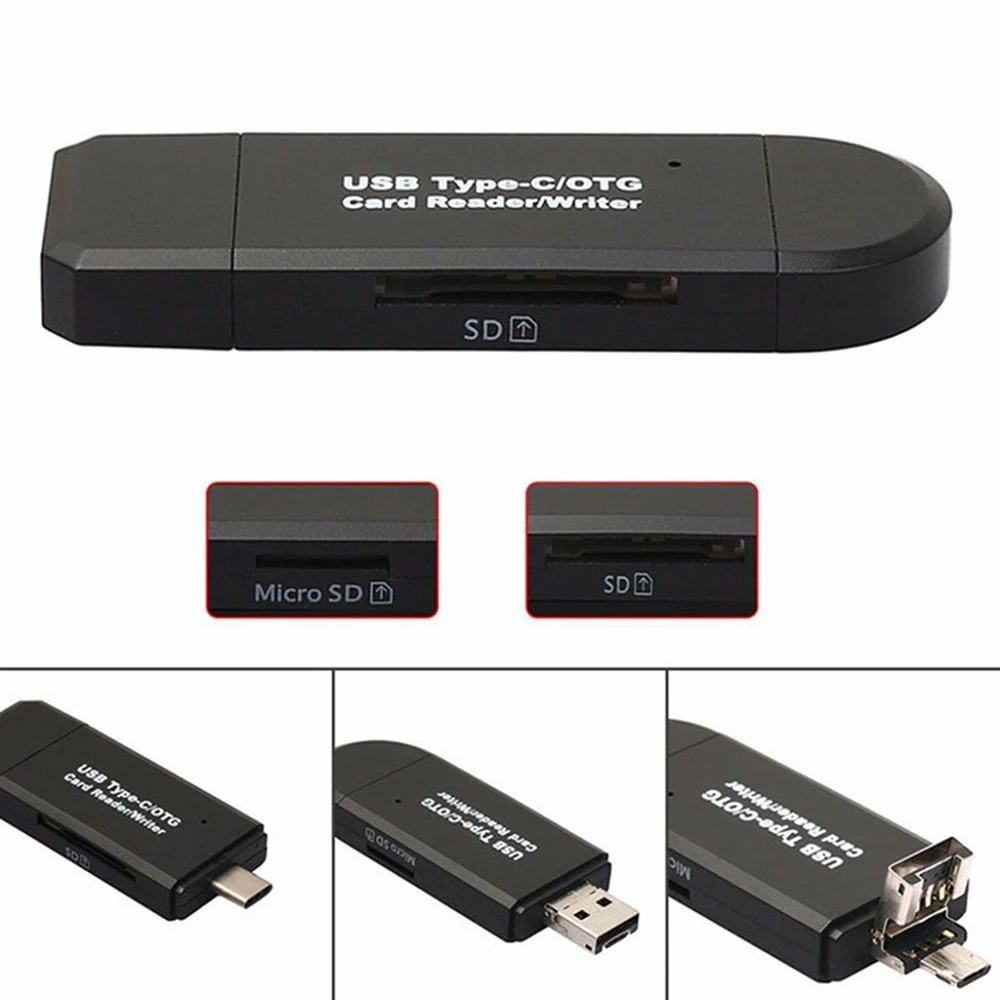 3 в 1 USB-C Type C OTG Кардридер высокоскоростной USB 2 0 универсальный TF Micro SD SDHC карты для