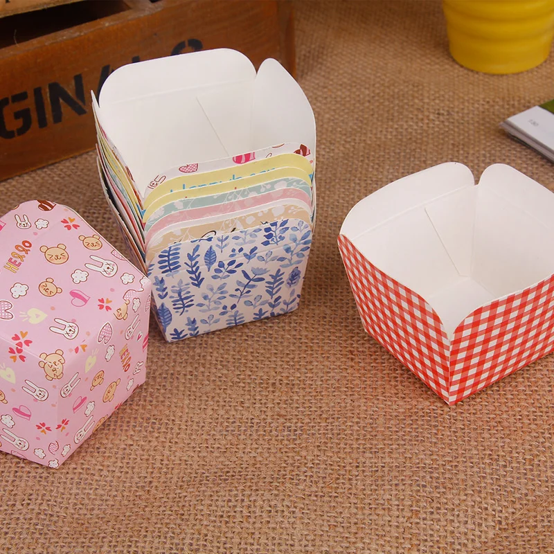 100 шт. выпечки торт Бумага чашка высокая Температура Хоккайдо квадратный кекс