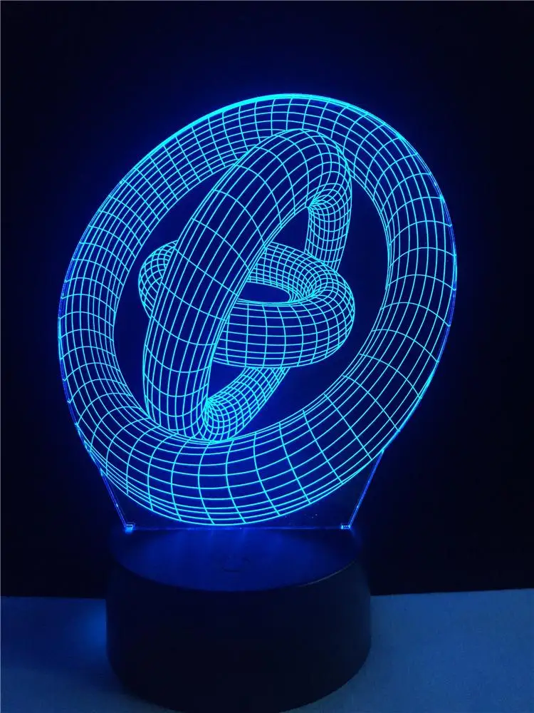 

Annulus Ring Wheel 3D Lamp Creative Art Decorative LED Bulb Lighting USB Bedroom Night Light Multicolor Table Home Party Gifts