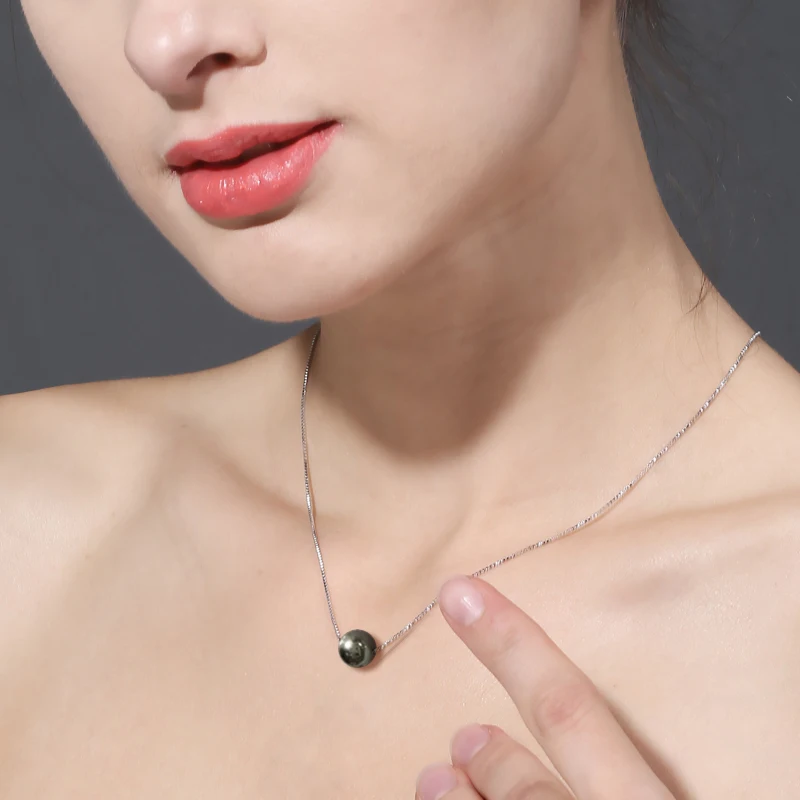 ?? Mintha真珠ジュエリー、本物の天然黒真珠ネックレス、チョーカー925スターリングシルバーペンダント用女性タヒチ真珠のペンダント