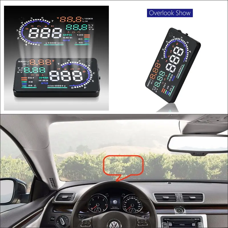 For Volkswagen VW Passat/CC 2010-2019 AUTO OBD2 HUD Car Head Up Display Saft Driving Screen Projector Reflecting Windshield