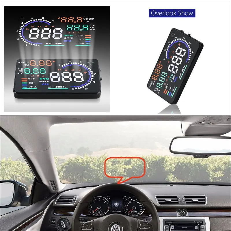 Автомобильный дисплей на лобовое стекло для Volkswagen VW Passat/CC 2010 2019 AUTO OBD2 HUD
