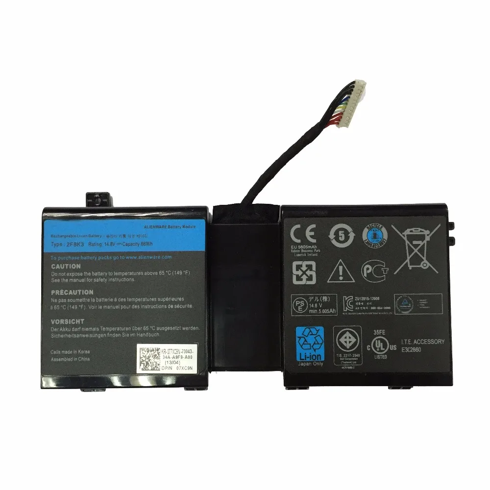 14 8 V 86WH новый оригинальный 2F8K3 ноутбук Батарея для DELL Alienware 17 18 18x M17X R5 M18X R3 02F8K3 |