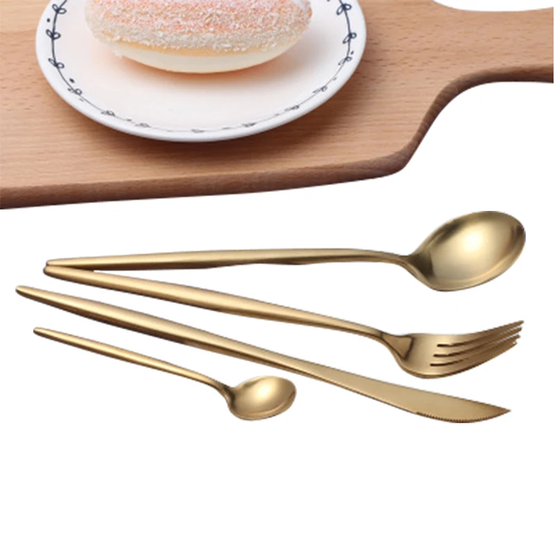 4 шт./компл. Золотая тарелка столовая посуда из нержавеющей стали брикет нож ложка