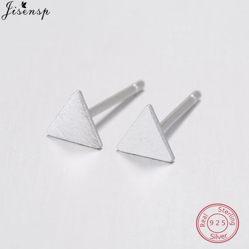 

Jisensp Boho 925 Sterling Silver Triangle Stud Earrings Simple Pyramid Geometric Earrings Minimalist Earing Female pendientes