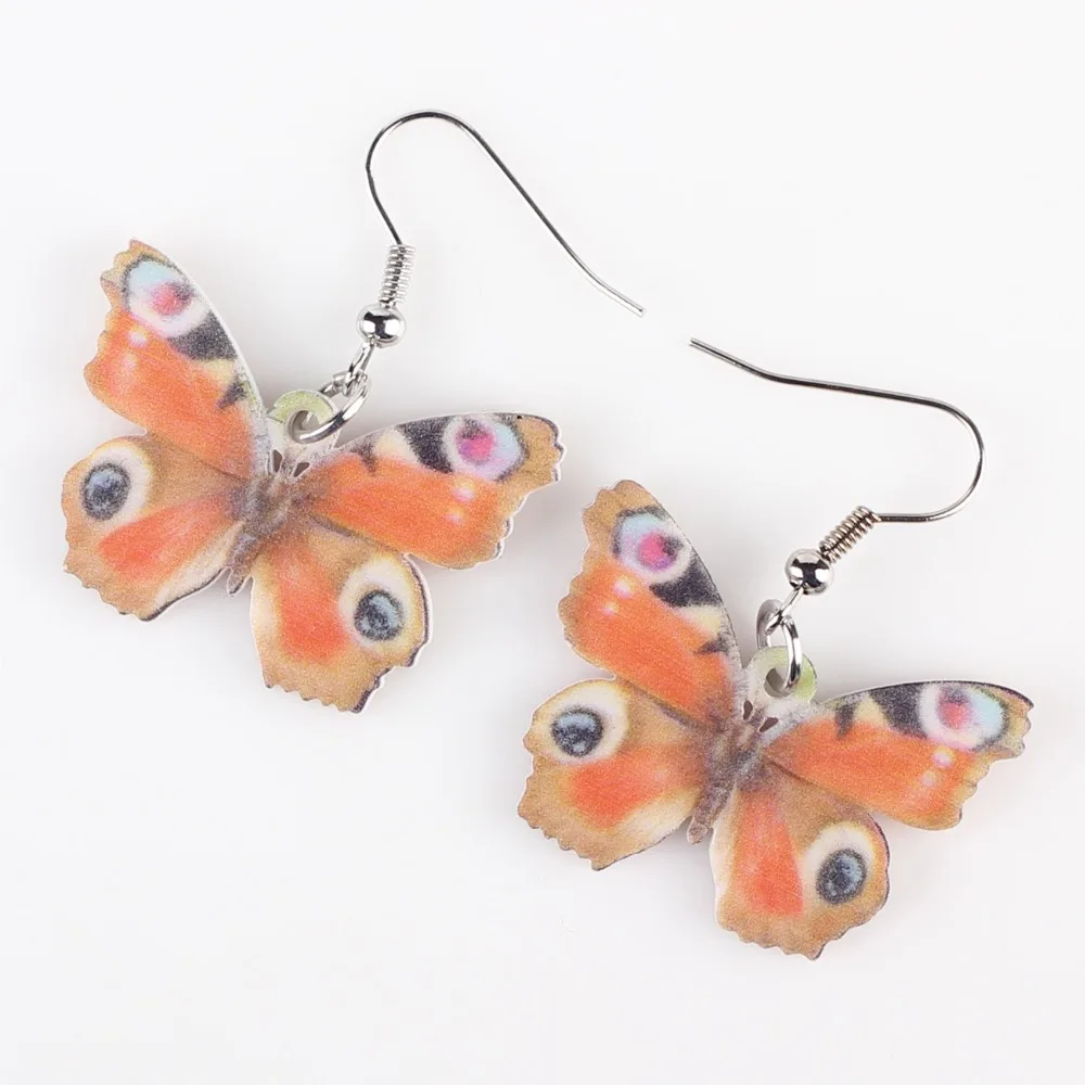 Bonsny Drop Butterfly Earrings Acrylic Art Big Long Danlge Charm Animal New 2016 Fashion Jewelry For Women Accessories | Украшения и
