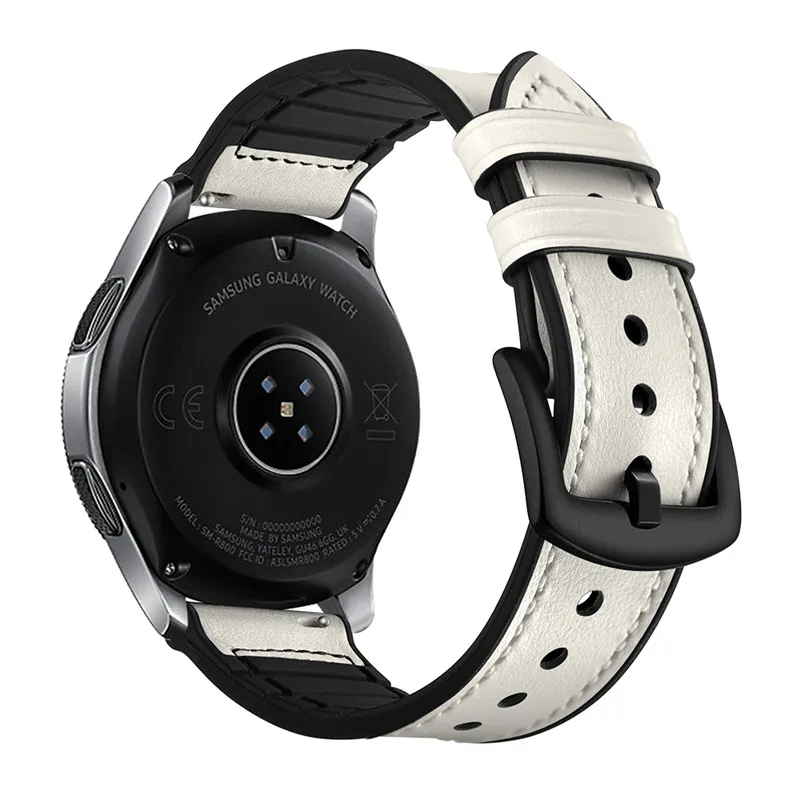 White ASHEI 22 мм 20 мм винтажный кожаный ремешок для samsung Galaxy Watch 46 мм 42 мм активный 2 шестерни S3 S2 ремешок с силиконовым внутренним - Цвет ремешка: White