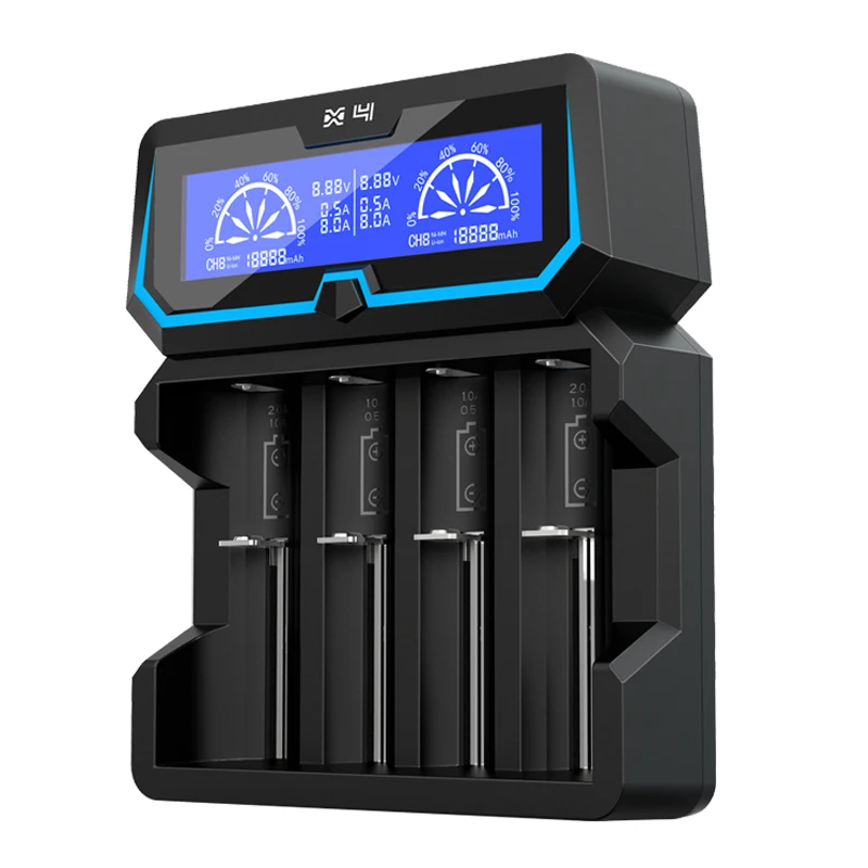XTAR X4 быструю зарядку ЖК-дисплей относится к 3,6 V/3,7 V Li-Ion 16340/18650 26650 32650 Тип/IMR/INR/ICR, 1,2 никель-металл-гидридный аккумулятор с напряжением/Ni-CD Батарея Зарядное устройство