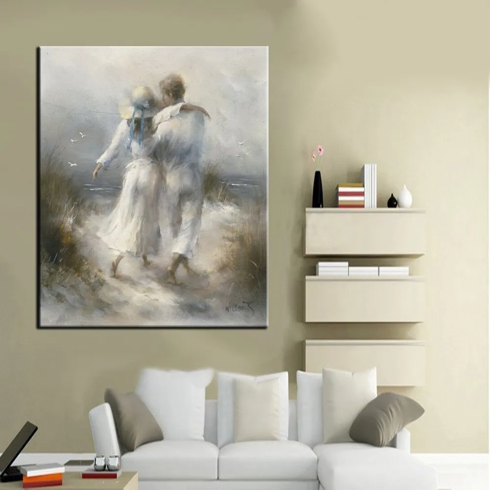 

Best Handmade Abstract Modern Wall Art Picture for Home Decor Sweet Lover Couple Walking Oil Painting on Canvas for living room