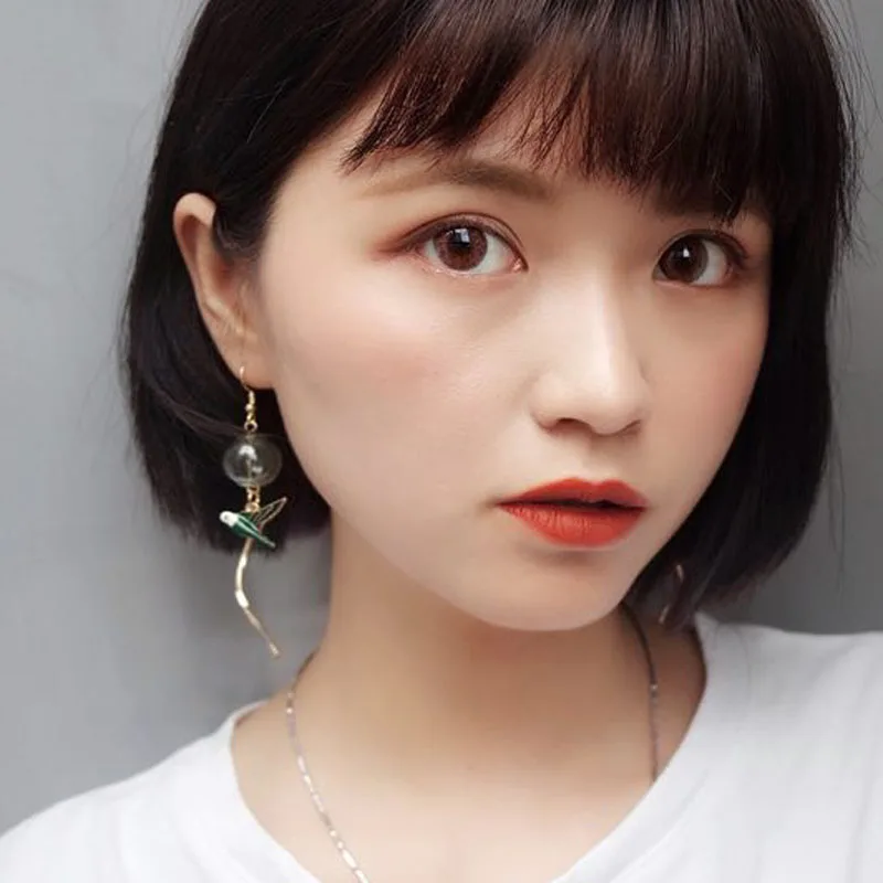 Милые висячие серьги в форме Ласточки для женщин 2020 со стеклянным шариком