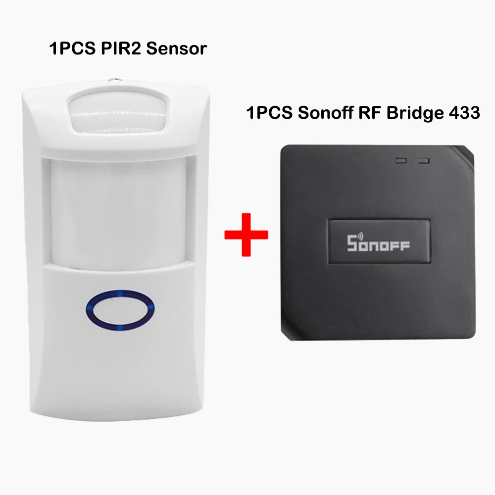 Sonoff PIR 2 датчика Sonoff DW1 датчик сигнализации RF мост 433 МГц Wifi беспроводной преобразователь сигнала для умного дома Alexa комплекты безопасности