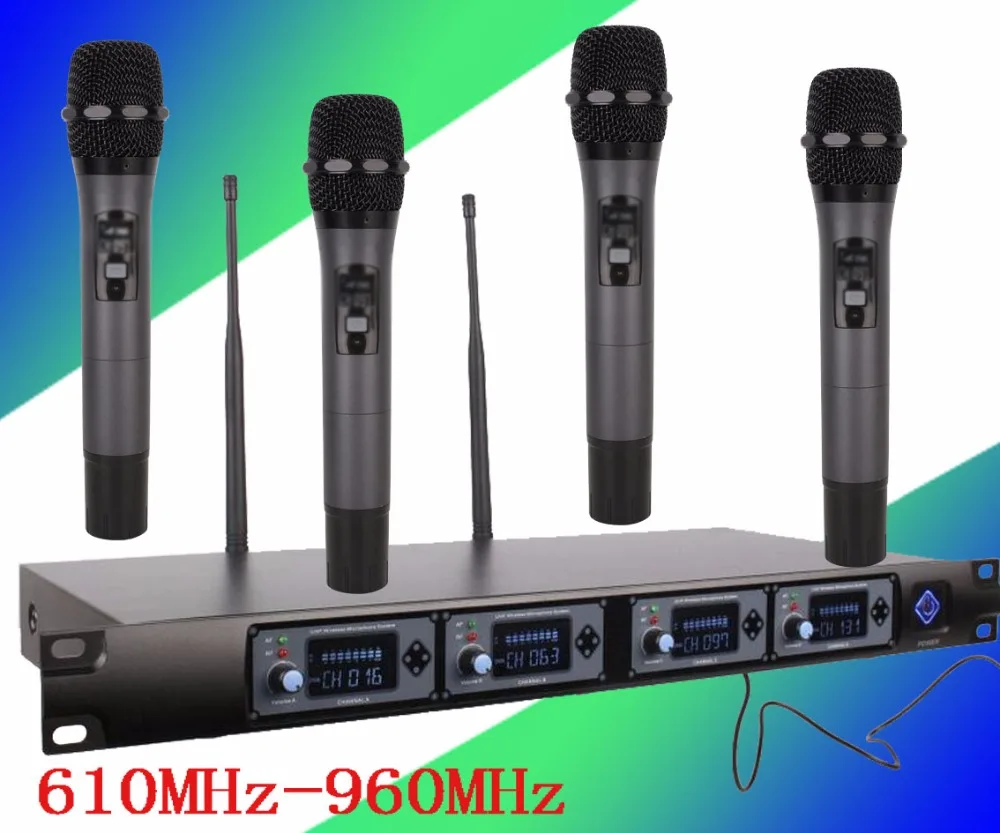

Professional Microphone 4 Channel UHF Dynamic Professional 4 Handheld Microphone + Karaoke Wireless Microphone System U4000U