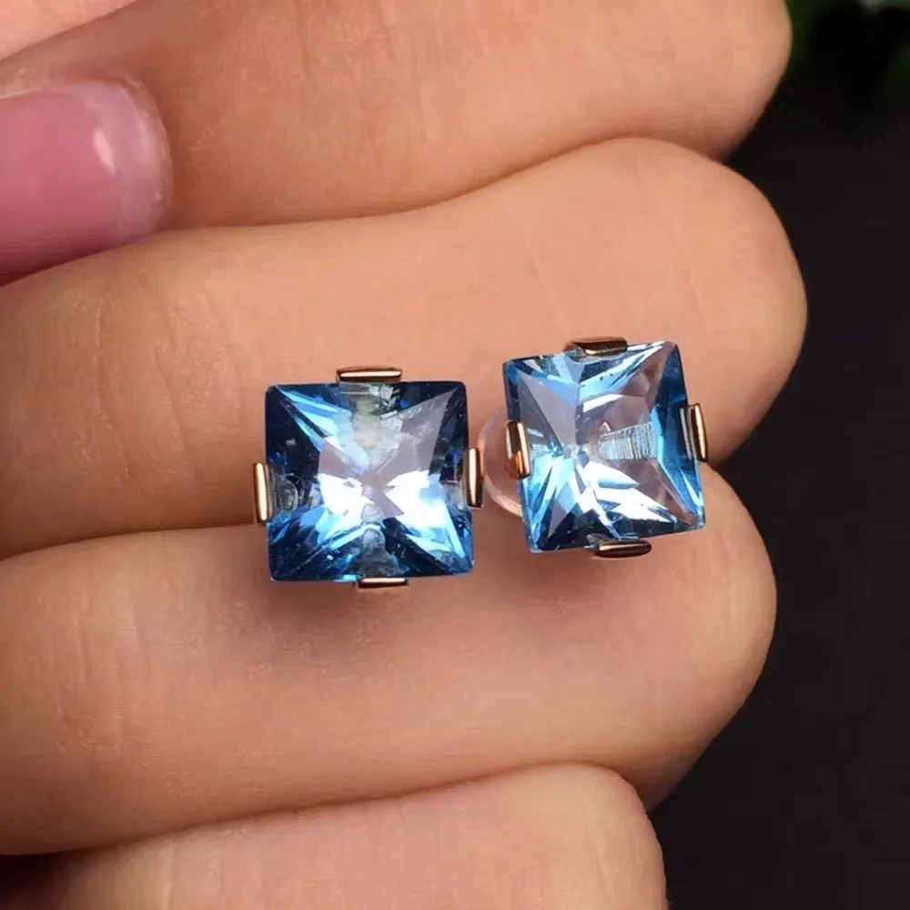 Ювелирные изделия Настоящее 18K розовое золото AU750 100% натуральный Лондон Голубой