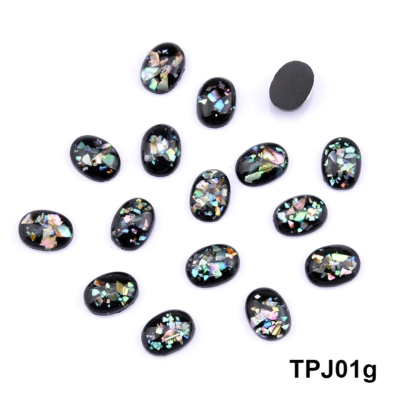TPJ01g 10 шт. плоские пластмассовые декоративный камень для ногтей украшения для ногтей блестки дизайн оболочки 6x8 мм овальные драгоценные камни для nailart TPJ01 - Цвет: TPJ01g