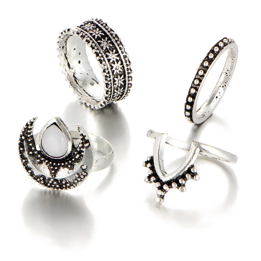 4 шт. женские кольца в форме полумесяца|knuckle ring set|ring setrings set for women |