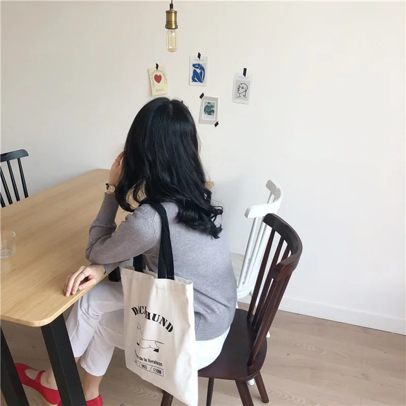 FJWSW 2018 Новая мода милые собаки печати холст сумки хозяйственные Crossbody 37 5 см * 39