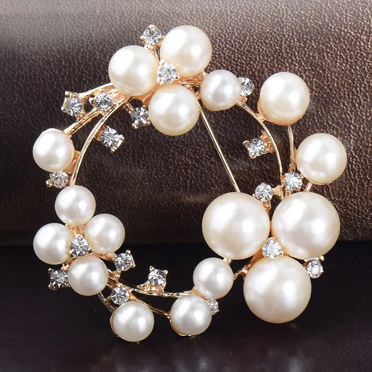 Женская брошка с искусственным жемчугом USTAR шпильки золотистого цвета со