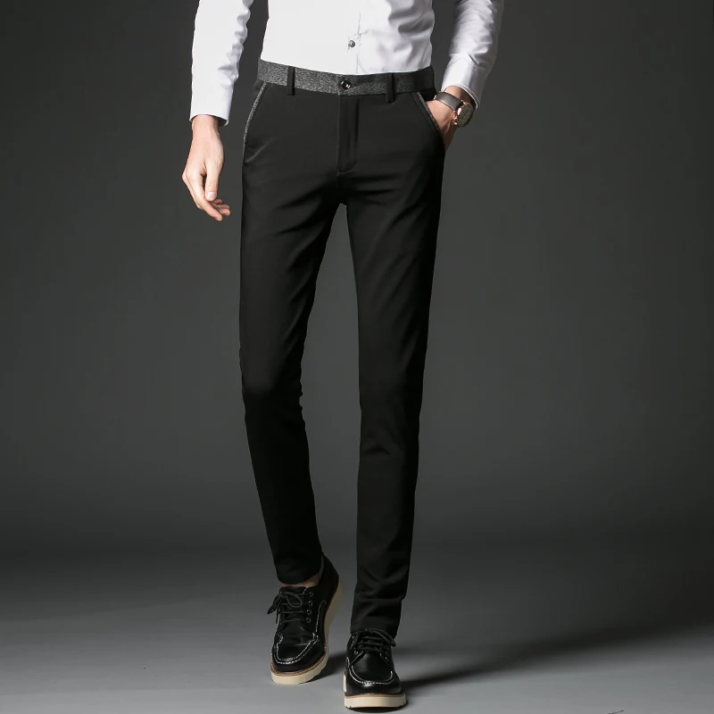 Для мужчин Брюки модные s Бизнес формальный костюм брюки Slim Fit Дизайн брюк Платья