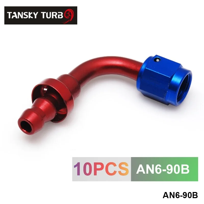 10 шт./компл. 90 градусов высокой эффективности AN 6 концевой фитинг для шланга
