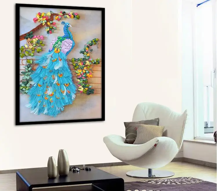 Хобби diy ленты вышивка фиолетовый цветок 3d лента вышивка Мозаика Фотографии мозаики Вышивка крестом Швейные аксессуары
