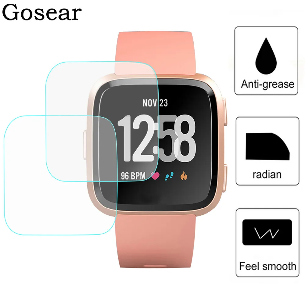 

Gosear 2 PCS Full Cover Temper Glass Watch Screen Protector Film High Definition For Fitbit Fit Bit Versa Smart Watch Accessory