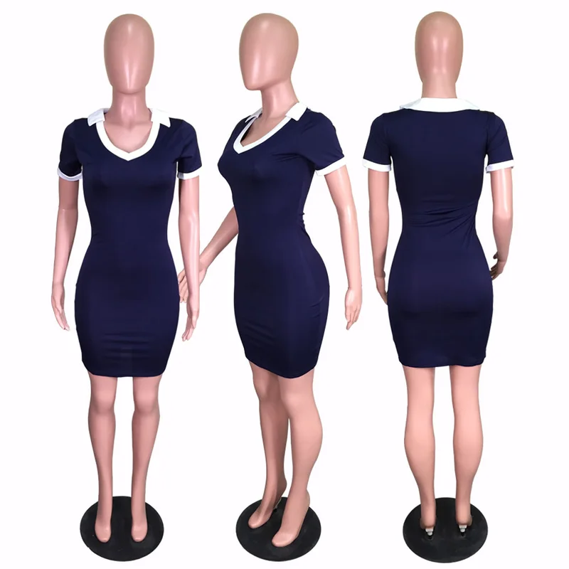 HAOOHU T Shirt Dress Solid V-neck Short Sleeve Slinky Bodycon mini paragraph Summer Clothes For Women Plus Size -XXL | Женская одежда