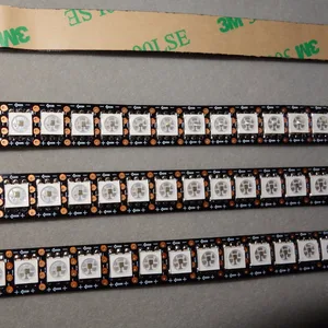 Адресная светодиодная Пиксельная лента SK9822 длиной 2 метра, 144 пикселейм; Черная печатная плата; Не водонепроницаемая; IP33; С DAT и CLK проводом