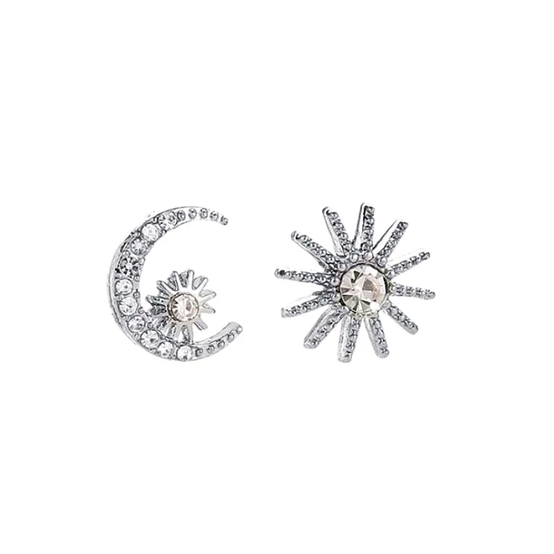 Timlee E075 New Cute Star Moon Asymmetric Earring Temperamental Rhinestone Alloy Studs Earrings Popular Jewelry Wholesale | Украшения и