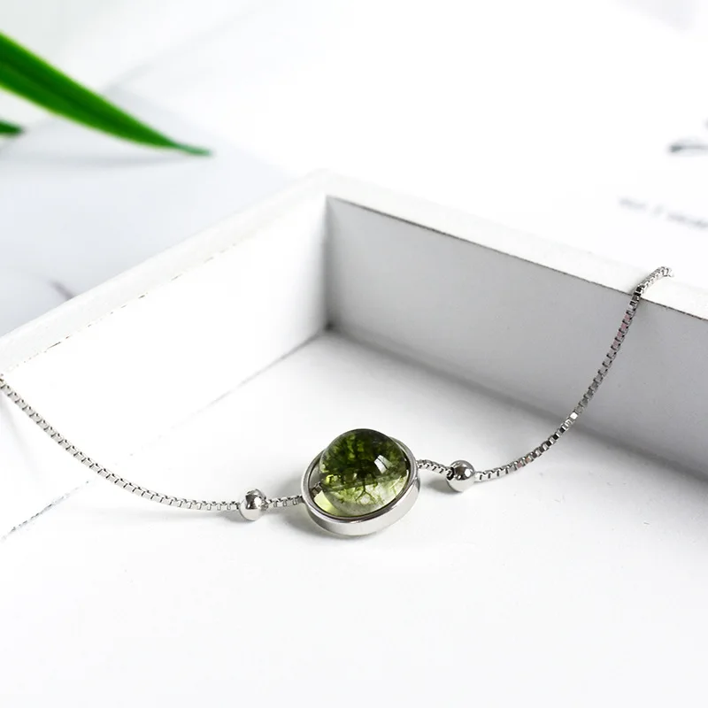 

La Monada Fine Silver 925 Jewelry Bracelet Female Woman Green Bead Minimalist Bracelets For Women Silver 925 Sterling