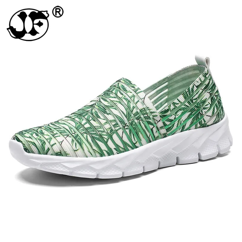 

2019 Sneakers Women Flats Shoes Summer Breathable Flying Weaving Casual Shoes Woman Slip-on creepers moccasins Ladies Shoes jk8